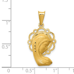 14K Gold Mary Pendant with Satin & Polished Finish Elegant Charm from Sophia Jewelers