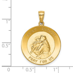14K Gold Saint Anthony Medal Pendant with Polished Finish