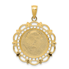 14K Gold Saint Michael Medal Pendant with Polished Satin Finish