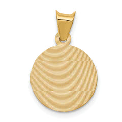 14K Gold Polished Baptism Circle Pendant with Diamond-Cut Detail