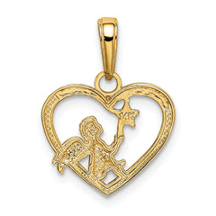 14K Gold Rhodium-Plated Angel Heart Pendant with Star Detail Elegant Gift