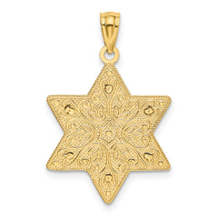 14K Two-Tone Gold Star of David Reversible Filigree Pendant