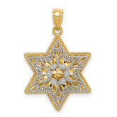 14K Two-Tone Polished Reversible Filigree Star Of David Pendant