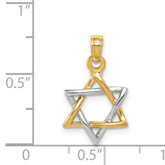 14K Two-Tone Gold Star of David Pendant with Polished Finish