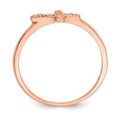 14k Rose Gold Polished & D/C Cross Ring