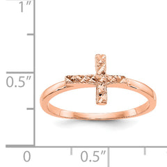 14k Rose Gold Polished & D/C Cross Ring