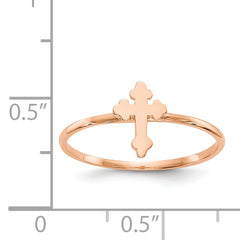 14k Rose Gold Polished Cross Ring