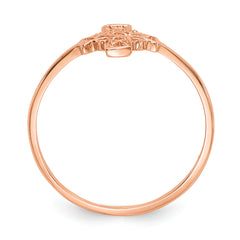 14k Rose Gold Polished Celtic Cross Ring