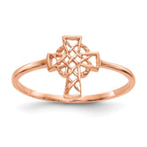 14k Rose Gold Polished Celtic Cross Ring