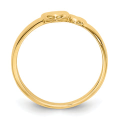 14k Gold Polished Adjoining Hearts Ring
