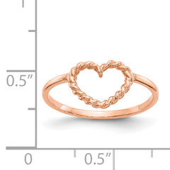 14k Rose Gold Polished & Textured Heart Ring