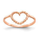 14k Rose Gold Polished & Textured Heart Ring