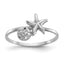 14k White Gold Polished Starfish & Sand Dollar Ring