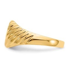 14K Gold Polished Baby Rectangle Signet WithStripes Ring