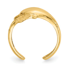 14K Polished and Diamond-cut Dolphin Toe Ring