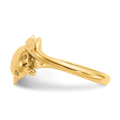 14K Polished and Diamond-cut Dolphin Toe Ring