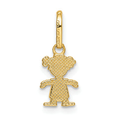 14K Gold Polished Little Girl Pendant with Textured Back Elegant & Timeless Charm