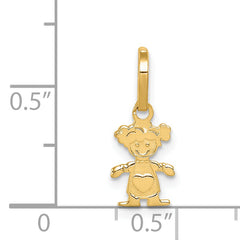 14K Gold Polished Little Girl Pendant with Textured Back Elegant & Timeless Charm
