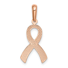 14K Rose Gold Awareness Pendant with Polished Finish & Textured Detail
