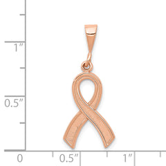14K Rose Gold Awareness Pendant with Polished Finish & Textured Detail