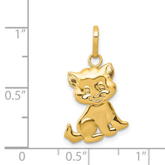 14K Gold Polished Moveable Cat Pendant Elegant Solid Design
