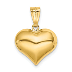 14K Gold 3D Heart Pendant with Polished and Textured Diamond-Cut Finish