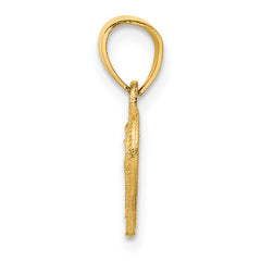 14K Gold Diamond-Cut Lattice Heart Pendant with Polished Finish