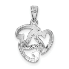 14K White Gold Polished Cut-Out 3-Heart Pendant with Rhodium Detailing