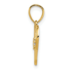 14K Gold Cut-Out Heart Pendant with 2 CZ Stones Polished & Elegant