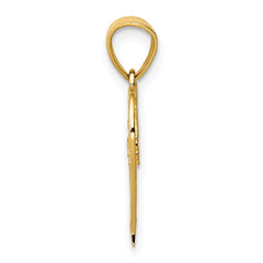 14K Gold Cut-out Heart Pendant with 3 CZ Stones Polished & Elegant