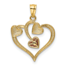 14K Two-Tone Gold Hearts Pendant with Rhodium Polished Finish by Sophia Jewelers