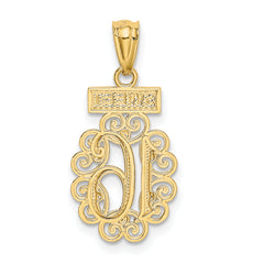 14K Gold and Rhodium Sweet 16 Filigree Pendant Polished, Elegant Design
