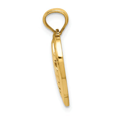 14K Gold Polished MOM Heart Pendant with Open Back and Solid Design