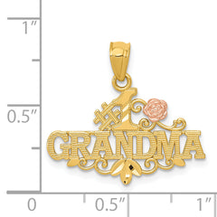 14K Two-Tone Diamond-Cut #1 Grandma Pendant with Polished Finish