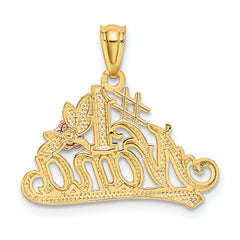 14K Two-Tone Gold NANA Pendant with Rhodium Accents and Polished Finish