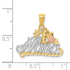 14K Two-Tone Gold NANA Pendant with Rhodium Accents and Polished Finish