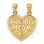 14k Satin and Polished DAUGHTER-MOM Break Apart Heart Pendant