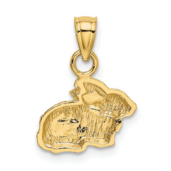 14K Gold Polished Rabbit Pendant with Textured Design by Sophia Jewelers