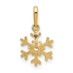14K Gold Polished Cubic Zirconia Snowflake Charm Elegant Winter Design