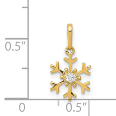 14K Gold Polished Cubic Zirconia Snowflake Charm Elegant Winter Design