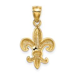 14K Gold Polished Fleur de Lis Pendant for Men Elegant Solid Design