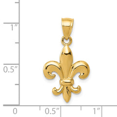 14K Gold Polished Fleur de Lis Pendant for Men Elegant Solid Design