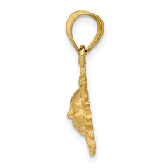 14K Gold Satin Diamond-Cut Sun Pendant with Brushed Finish Elegant and Unique