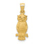 14k Satin Diamond-cut Owl Pendant