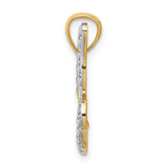 14K Gold Diamond-Cut Polished Butterfly Pendant with Rhodium Accents Elegant, Timeless Design