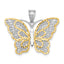 Filigree Butterfly Pendant in 14K White Gold, 23mm Diamond-Cut - Sophia Jewelers