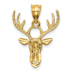 14K Gold Polished Deer Head Pendant for Men Solid, Casted Design