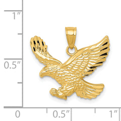 14K Gold Diamond-Cut Eagle Pendant for Men Polished & Solid