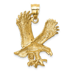 14K Gold Satin Diamond-Cut Eagle Pendant for Men  Solid, Textured Finish
