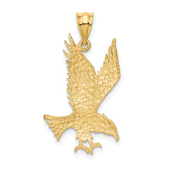 14K Gold Eagle Pendant with Polished Diamond-Cut Finish for Men